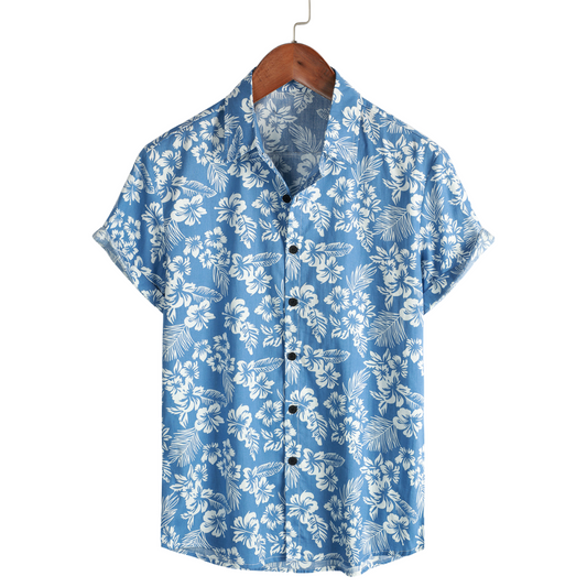 Van Laar | Hawaïblouse met korte mouwen en bloemenpatroon