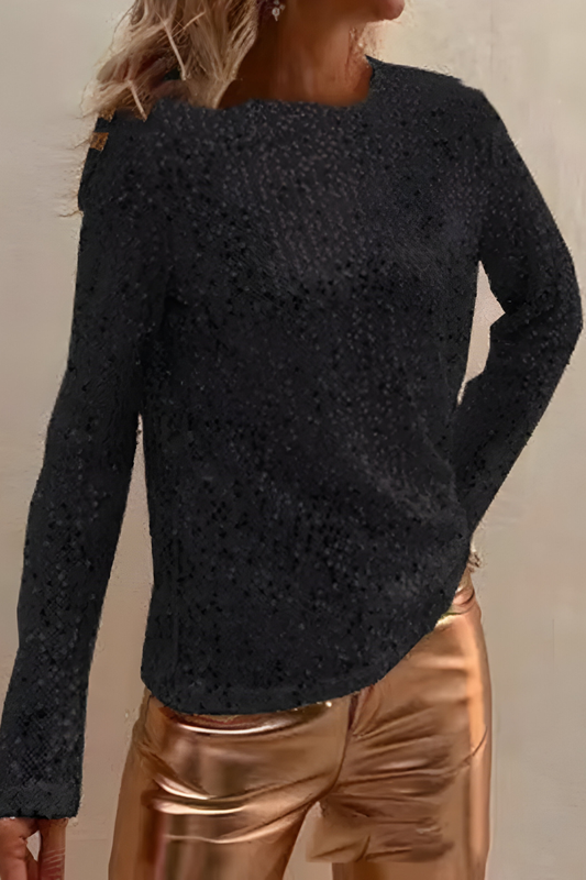 Nela™ | Elegante Sequin Top met Lange Mouwen