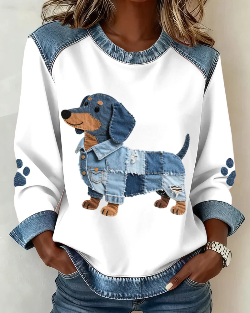 Wit met denim hond 1 / 5XL