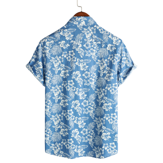 Van Laar | Hawaïblouse met korte mouwen en bloemenpatroon