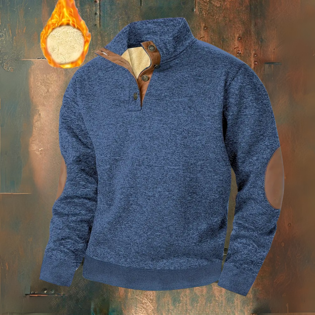 Warme fleece trui met knoopsluiting