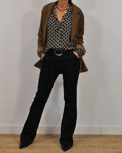 Van Laar | Relaxed V-Hals Midi-Shirt