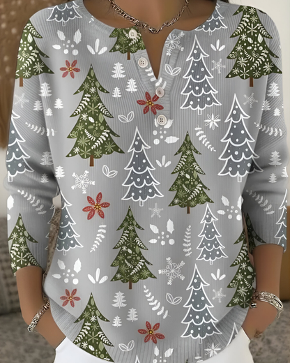 Emy™ | Feestelijke Kerstprint Top
