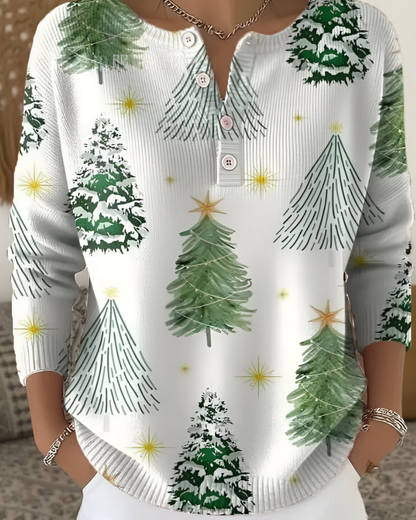 Emy™ | Feestelijke Kerstprint Top
