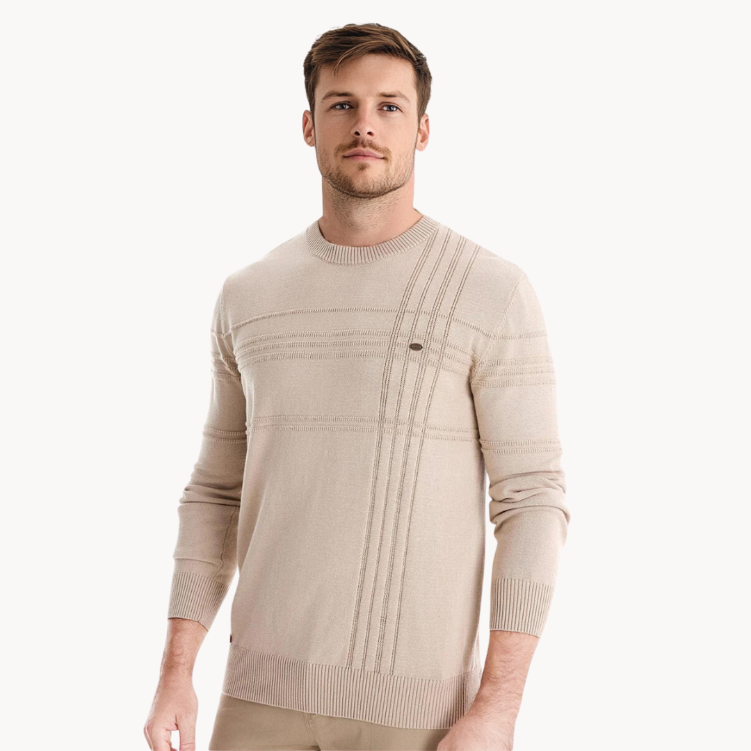 Bryson | Katoenen herentrui met streepdesign