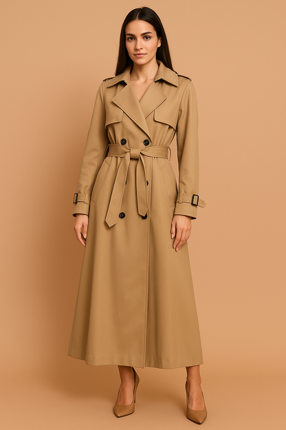 Leven™ | Stijlvolle lange trenchcoat