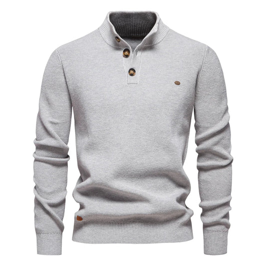 Konrad | Stijlvolle herenpullover met knoopdesign