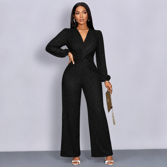 Iris™ | Jumpsuit met V-hals en Glitters op de Mouwen (Copy)